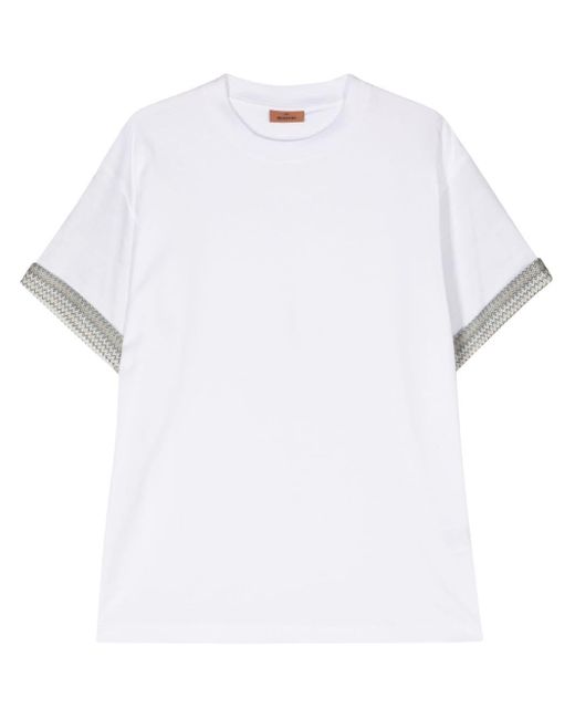 Missoni White Chevron Knit-detailed Cotton T-shirt for men