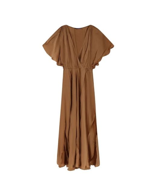 Mes Demoiselles Brown Cascais Ruffled Maxi Dress