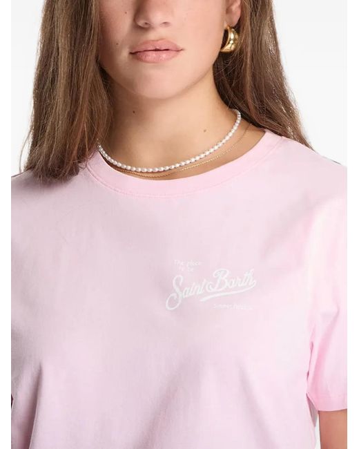 Mc2 Saint Barth Pink Logo-Print T-Shirt