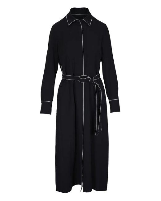 Lafayette 148 New York Black Contrast-Trim Midi Dress