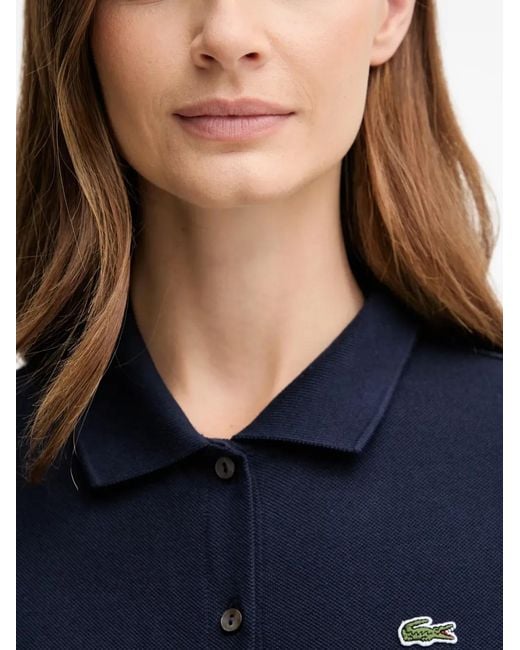 Lacoste Blue Robe Mi-Longue Boutonnée À Taille Ceinturée