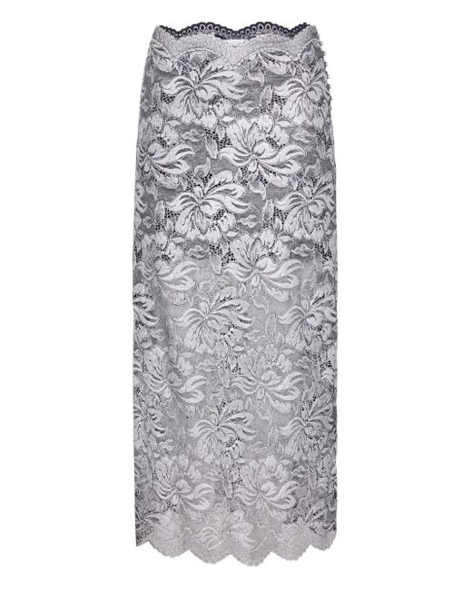 Rabanne フローラルレース スカート Gray