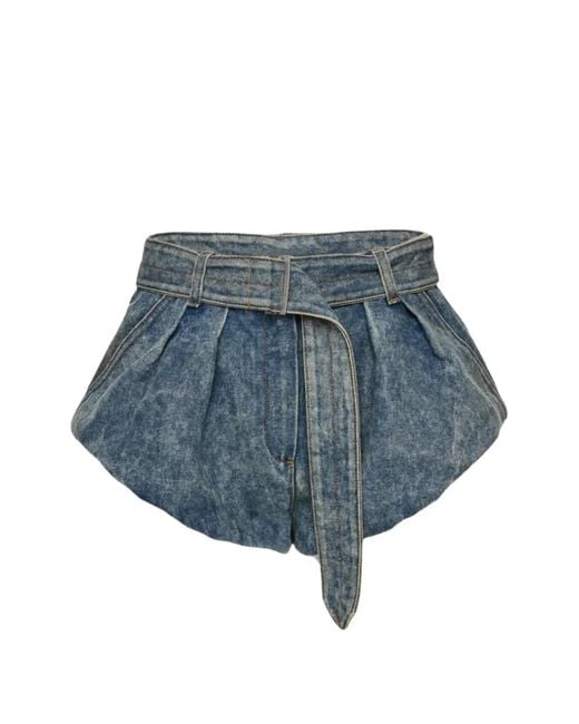 Magda Butrym Blue Belted Denim Shorts
