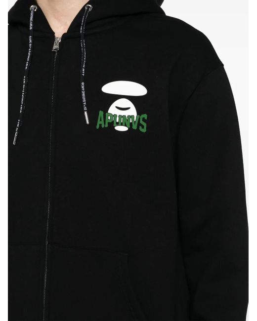 Aape By A Bathing Ape Black Logo-Print Hooded Jacket for men
