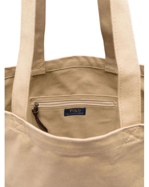メンズ Polo Ralph Lauren キャンバスハンドバッグ Natural