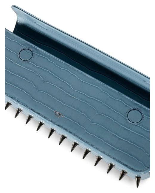 Abra Blue Spike Crocodile-Effect Leather Shoulder Bag