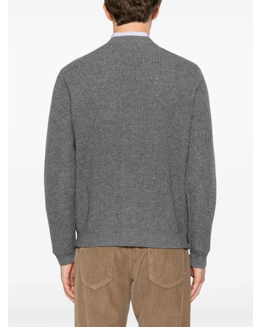 Maison Kitsuné Gray Fox Head Wool Cardigan for men