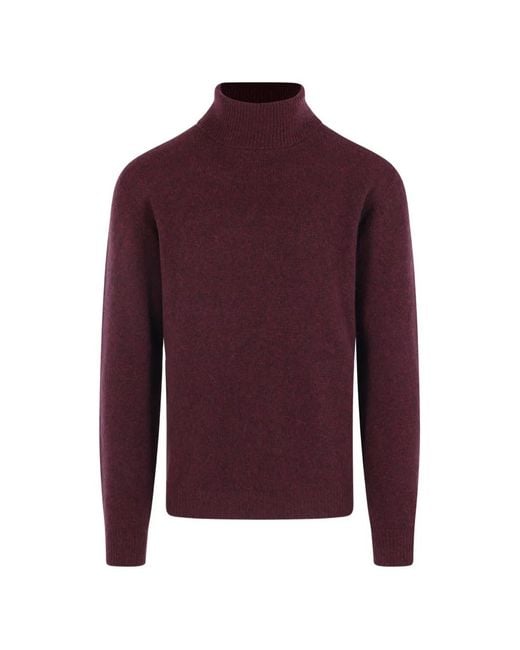 Roberto Collina Purple High-Neck Long-Sleeve Sweater for men