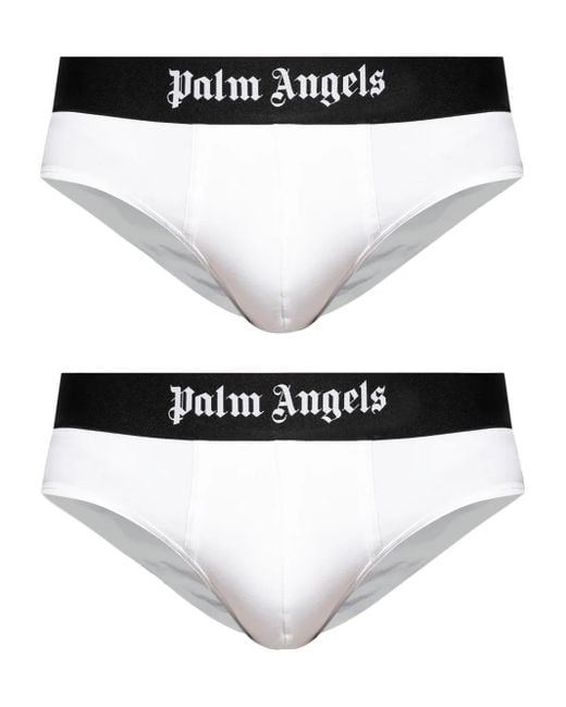 Pack de 2 bóxeres con logo en la cinturilla Palm Angels de hombre de color White