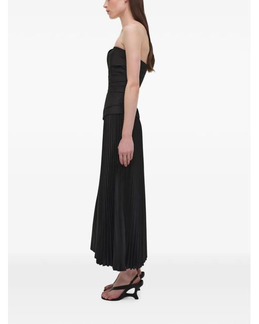 Jonathan Simkhai Black Arie Ruched Bustier Midi Dress