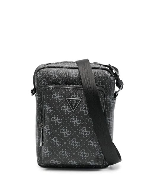 Guess Black Monogram Messenger Bag for men