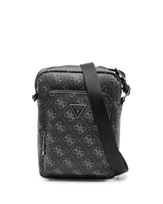 Guess Black Monogram Messenger Bag for men