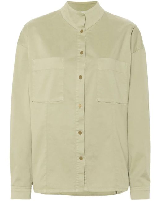 Forte_forte Green Peached Cotton Twill Collar Shirt Clothing