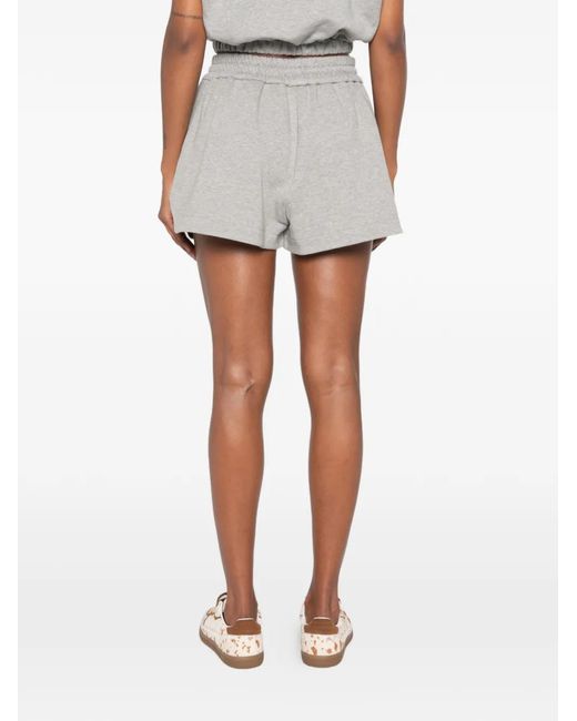 Fendi Gray Logo-Patch Track Shorts