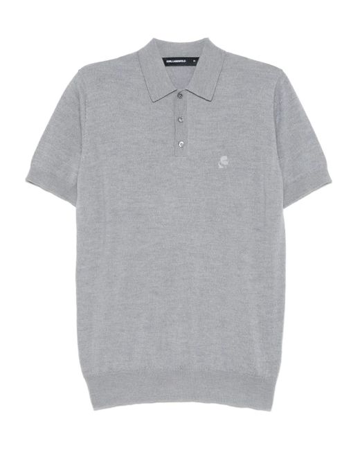 メンズ Karl Lagerfeld Merino Polo Shirt Gray