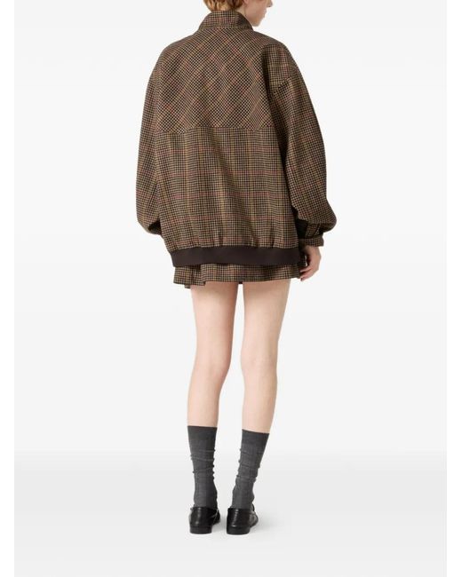 Miu Miu Brown Houndstooth Check Miniskirt