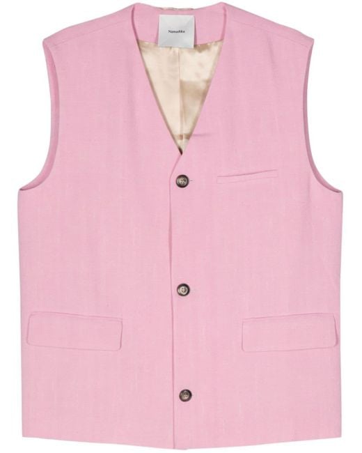 Nanushka Temme Tweed Gilet in het Pink voor heren
