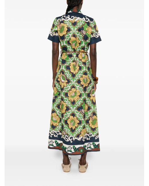 ALÉMAIS Green Robe-Chemise Mi-Longue À Fleurs Liana