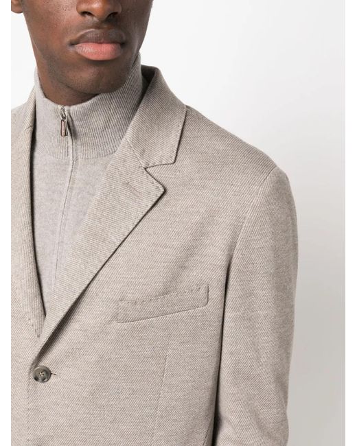Mandelli Gray Single-Breasted Notched-Lapels Blazer for men