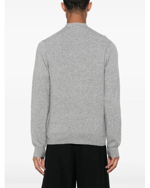 COMME DES GARÇONS PLAY Gray Heart-Patch Mélange-Effect Wool Cardigan for men