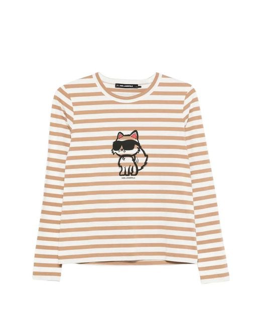 Top Con Detalle De Rayas Karl Lagerfeld de color Natural