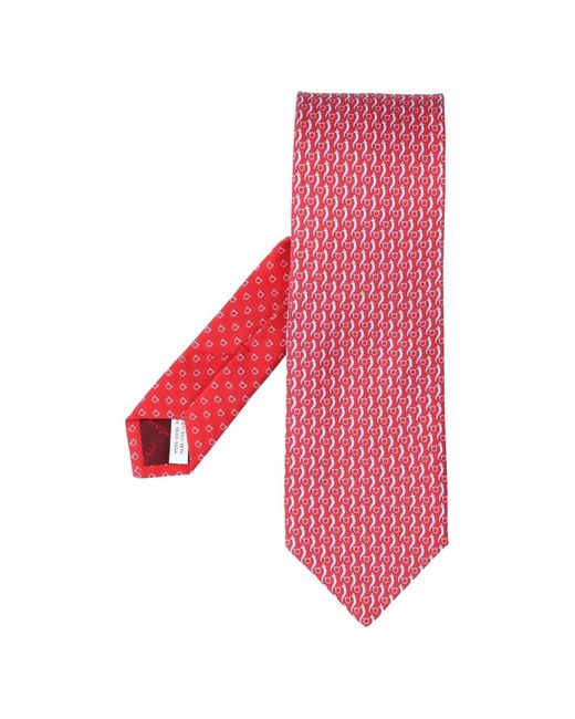 Ferragamo Pink Good Luck Print Silk Tie for men