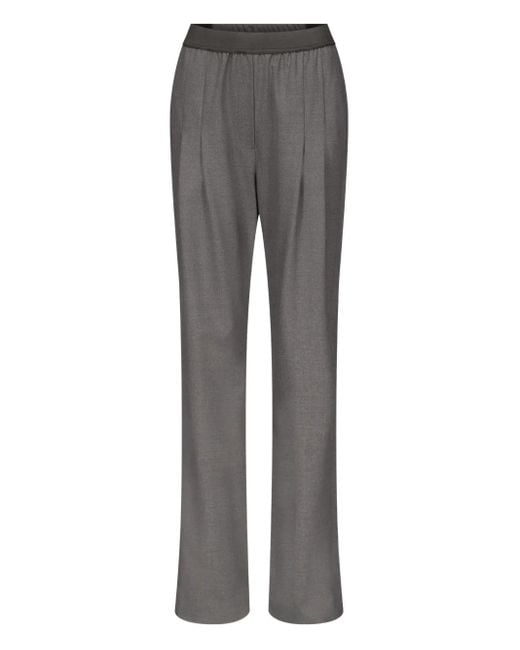 Loulou de Saison Gray Pleated Elasticated-Waist Straight Trousers