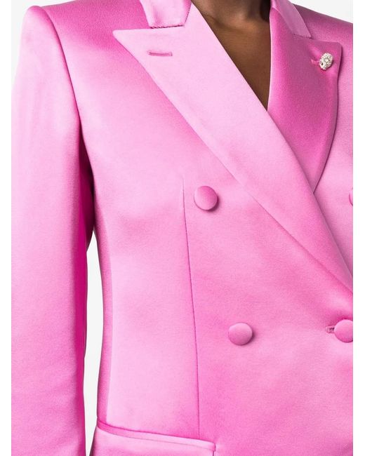 Philipp Plein Pink Double-Breasted Satin Blazer