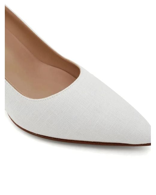 Manolo Blahnik White Bpointed-Toe Pumps