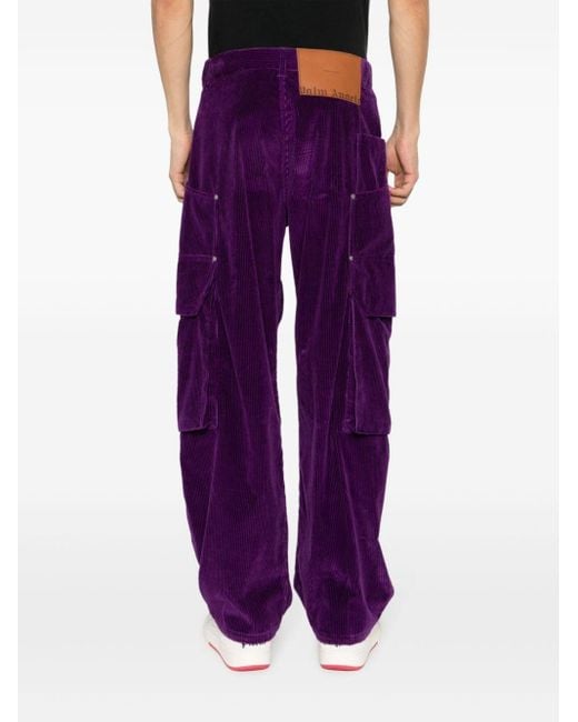 Palm Angels Purple Corduroy Cargo Trousers for men