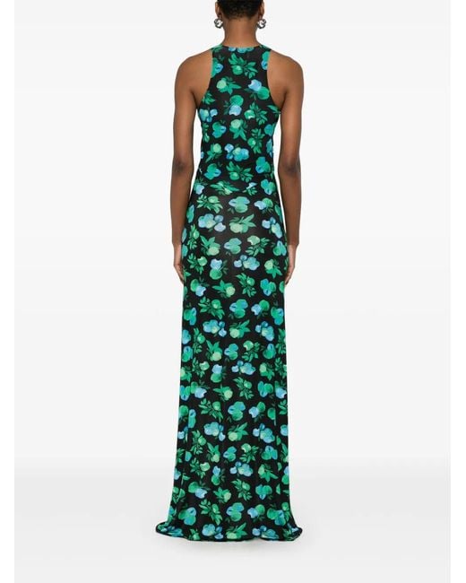 Coperni Green C-Logo Printed Maxi Dress