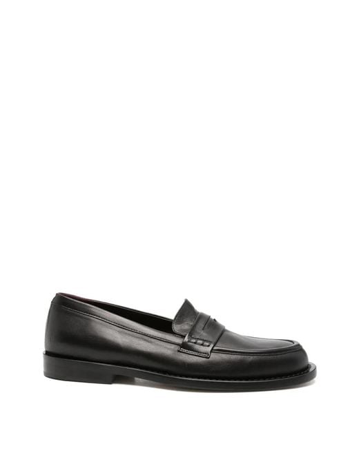Pomme D ́Or Black Leather Penny-Slot Loafers