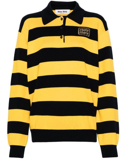 Miu Miu Gestreepte Polotop in het Yellow