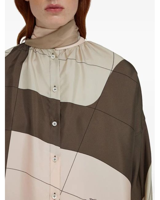 Ferragamo サッシュ シルクシャツ Natural