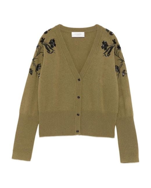 ERMANNO FIRENZE Green Sequin-Embellishment Cardigan