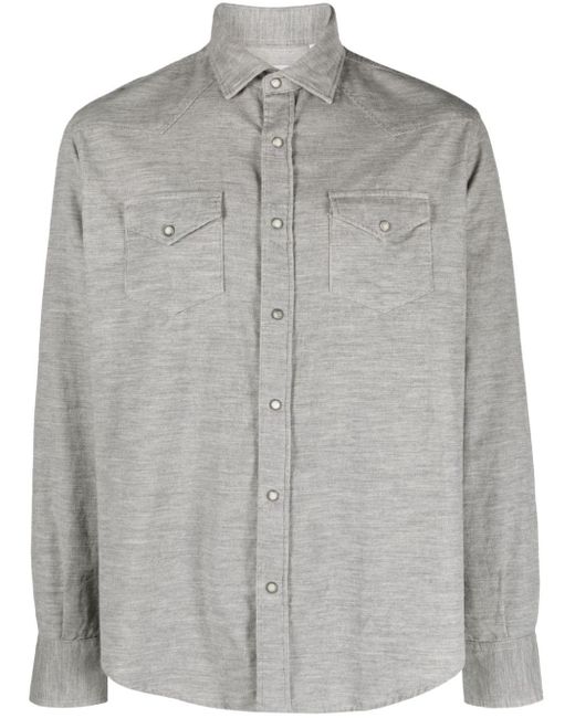 Eleventy Gray Texas Corduroy Cotton Shirt for men