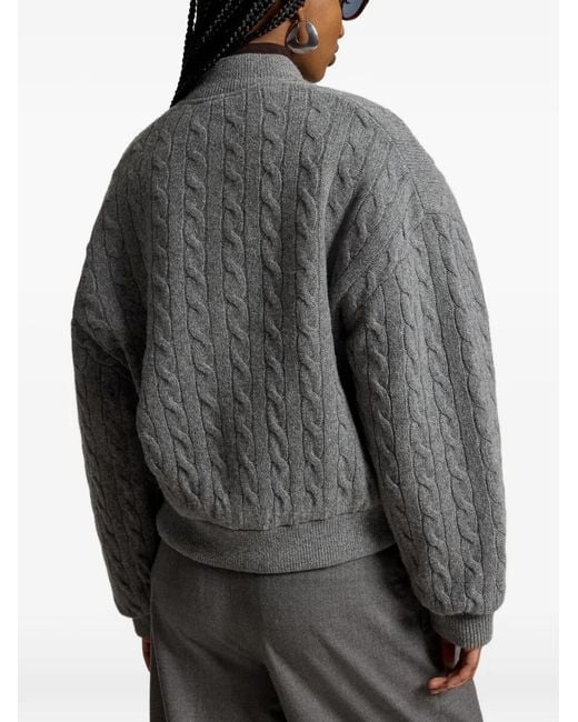 Polo Ralph Lauren Gray Cable-Knit Bomber Jacket