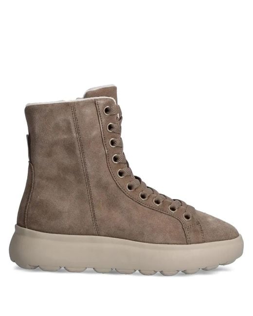 Geox Brown Spherica Ec Lace-Up Zip Boots