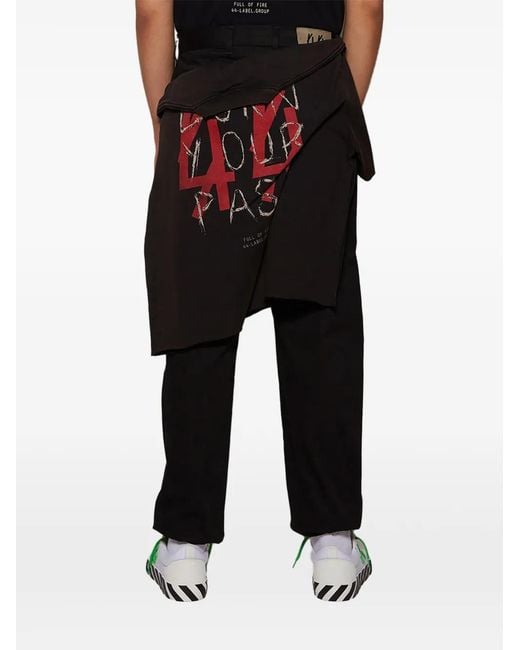 44 Label Group Black Buttoned Trousers for men