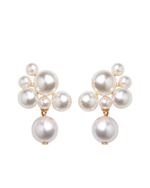 Jennifer Behr White Perlita Pearl-Detailing Earrings
