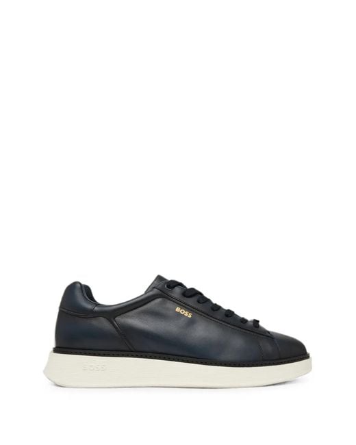 Boss Blue Logo-Print Sneakers for men