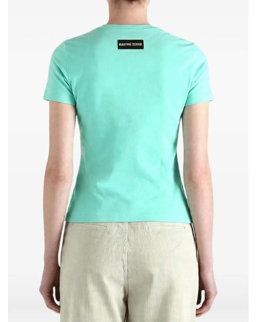 MARINE SERRE Green Logo-Patch T-Shirt