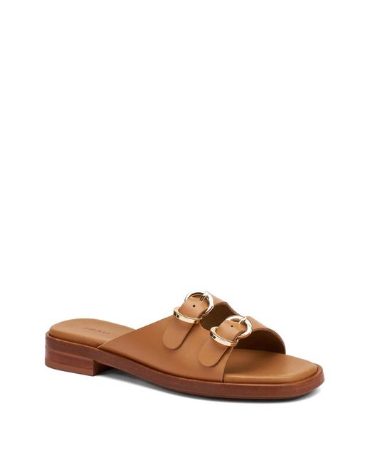 Frau Brown Double-Strap Buckle Sandals