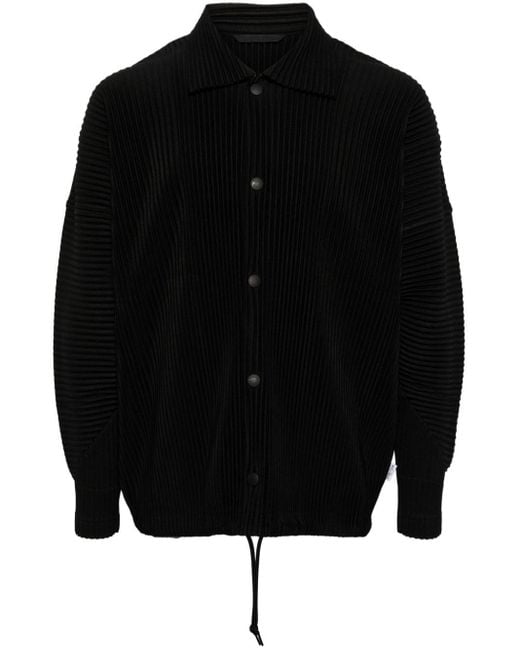 Homme Plissé Issey Miyake Black Pleated Shirt Jacket for men