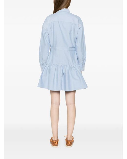 Polo Ralph Lauren Blue Robe Courte À Volants