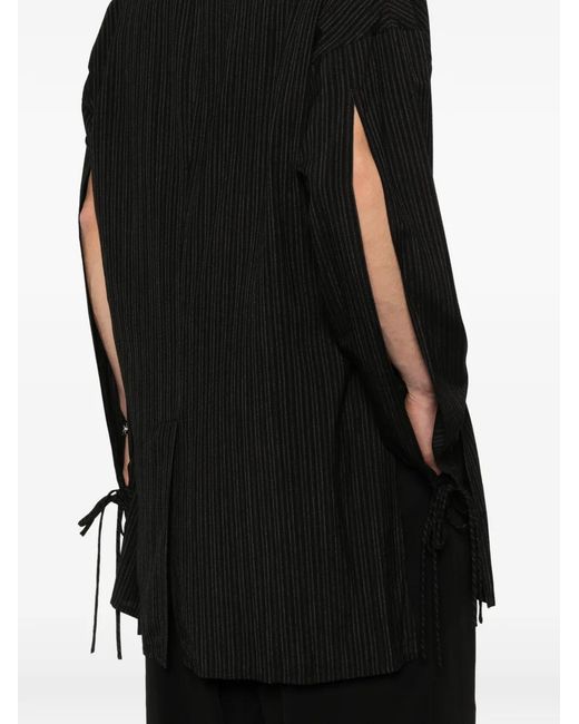 Yohji Yamamoto Black Veste Rayée À Lien De Resserrage Aux Poignets for men
