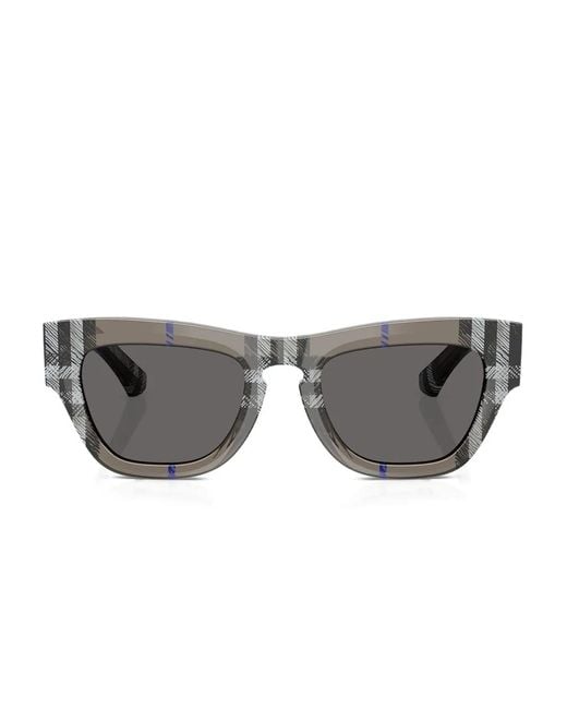 Burberry Gray Be4440U Check-Pattern Geometric Sunglasses
