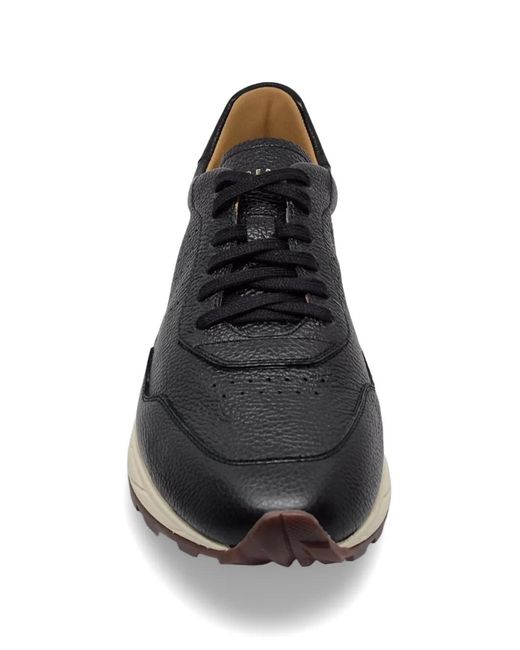 Henderson Black Grainy-Leather Sneakers for men