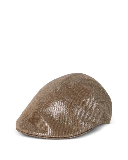 Brunello Cucinelli Brown Sparkling Linen Beret