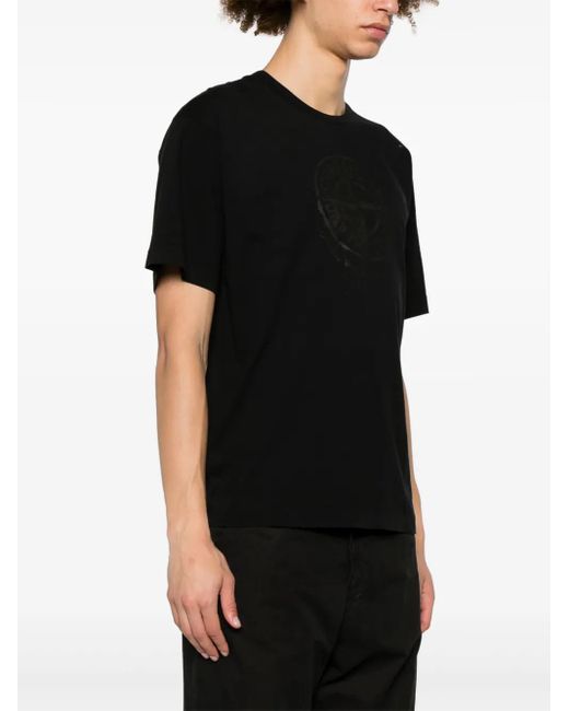 Stone Island Black T-shirt Con Logo for men